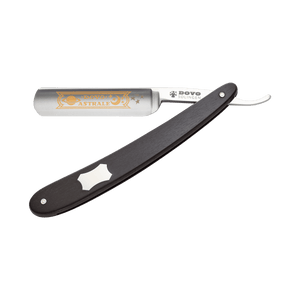 Dovo Straight Razor, "Astrale" 5/8", Carbon Steel, Half Hollow Grind, Black Ebony Wood Handle with Engraving Plate