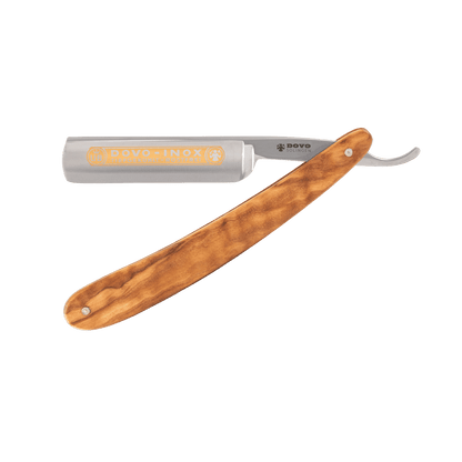 Dovo Straight Razor, "Inox" 5/8", Stainless Steel, Full Hollow Grind, Olive Wood Handle