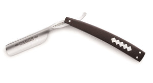 Dovo Straight Razor, "Carre" 6/8", Carbon Steel, Full Hollow Grind, African Blackwood with Mother of Pearl Inlay