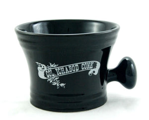 Black Ceramic Apothecary Shave Mug - White Col. Conk Logo