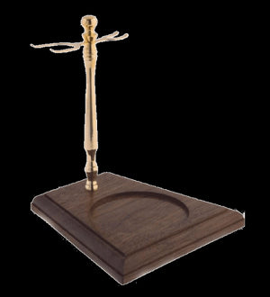 Metal Safety Razor + Shave Brush Stand Gold with Wood Bowl Base (No Bowl)