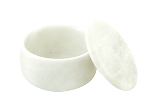 White Marble Bowl with Matching Lid (Large) - No Logo