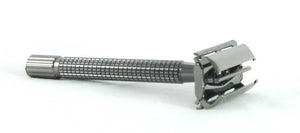 Long Handle Twist-to-Open Double Edge Safety Razor Charcoal Finish  - No Logo