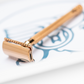 Merkur DE Razor, Straight Comb, Long Handle, Bright Chrome / PVD Rosegold