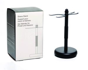 Classic Metal DE Safety Razor Razor + Shave Brush Stand - Black