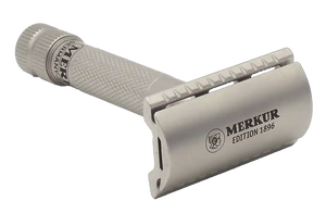 Merkur 34-INOX 2-Piece DE Safety Razor, Closed Comb, Knurled Extra Thick Handle (HD), Stainless Steel