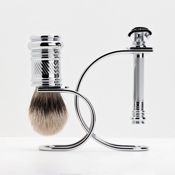 Merkur 3981 - 3pcs Shaving Set, Bright Chrome Finish