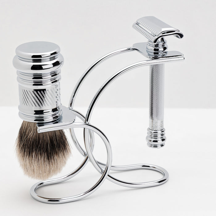 Merkur 3981 - 3pcs Shaving Set, Bright Chrome Finish