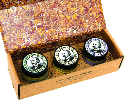 Captain Fawcett's Moustache Wax Cornucopia  (3 X 15ml/0.5oz)