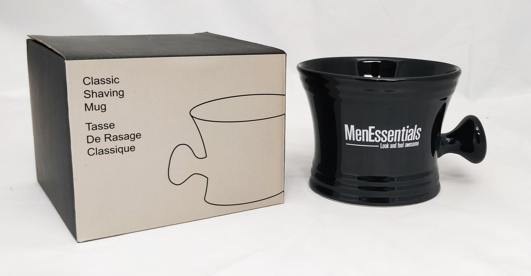 Men Essentials Black Porcelain Apothecary Shaving Mug