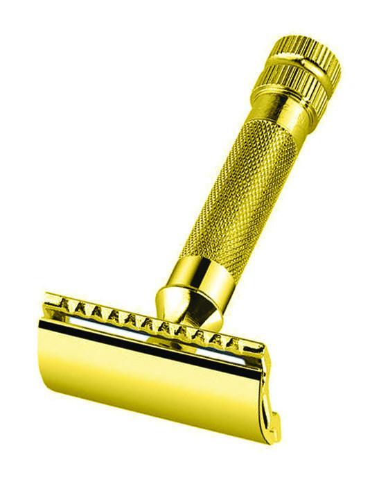 Merkur 34G Double Edge Safety Razor, Straight Cut, Extra Thick Handle, Gold-Plated, Double Edge Safety Razors