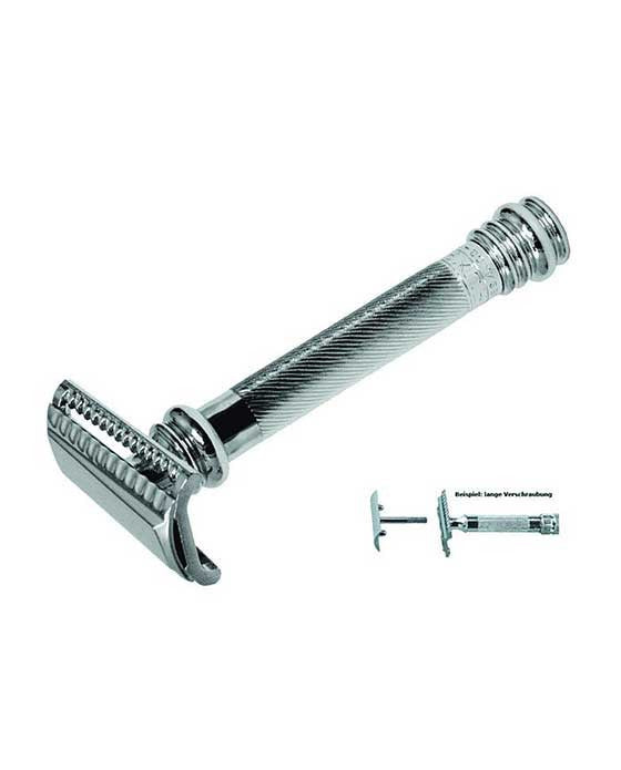 Merkur 39C Double Edge Safety Razor, Slanted Cut, Extra Long Handle, Chrome