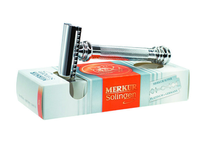 Merkur 39C Double Edge Safety Razor, Slanted Cut, Extra Long Handle, Chrome