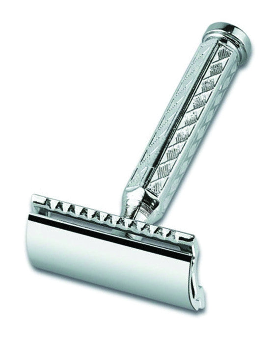 Merkur 42C Double Edge Safety Razor, Straight Cut, Chrome-Plated, Etched Handle