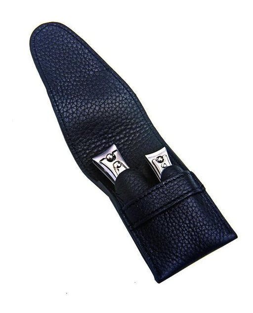 Niegeloh Capri Schwarz 2pc Manicure Set In High Quality Leather Case, Manicure Sets