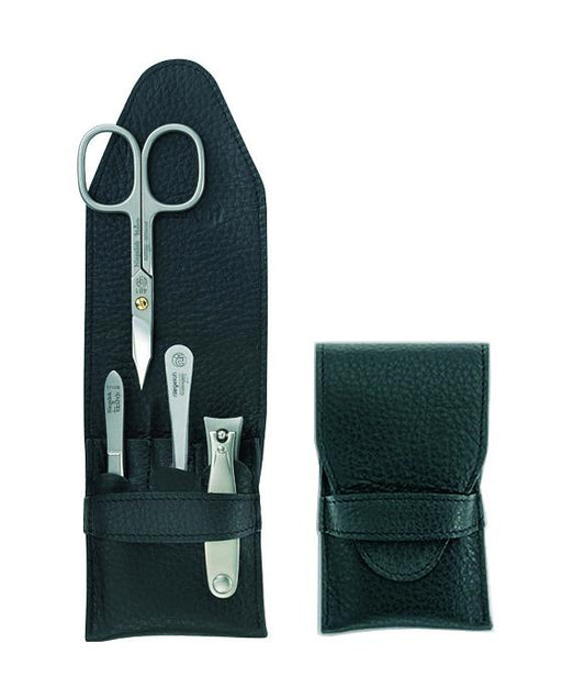 Niegeloh Capri Schwarz 4pc Manicure Set In High Quality Leather Case, Manicure Sets