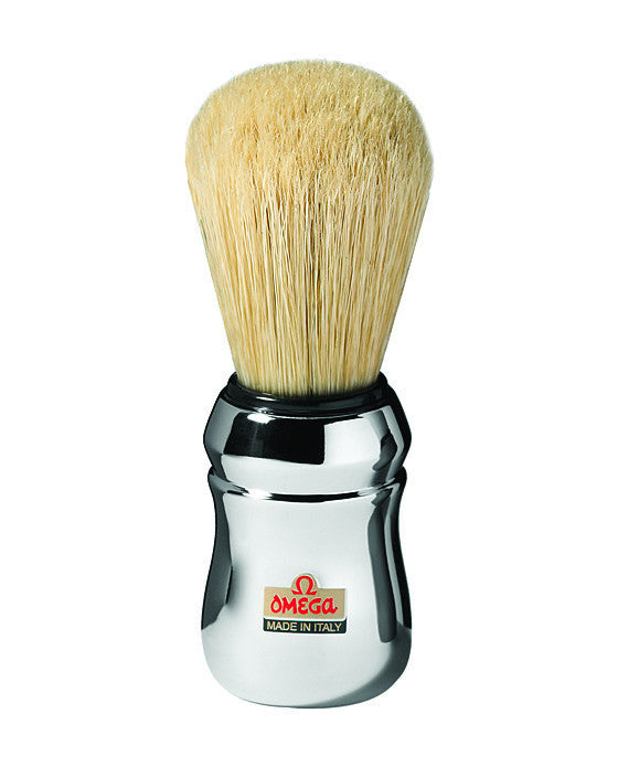 Omega Boar Bristle Shaving Brush With Chromed Plastic Handle