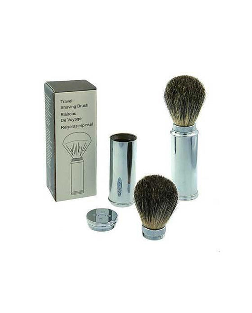 PureBadger Collection Travel Shave Brush, Brass with Badger Hair, Shave Brush
