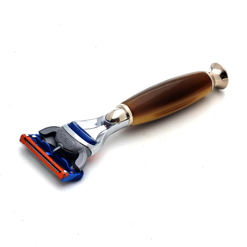 PureBadger Collection Shaving Razor Brown Handle - Fusion Head, Cartridge Razors