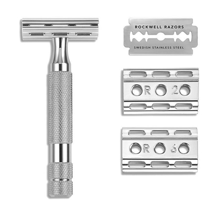 Rockwell Razors 6C Double Edge Razor - White Chrome, Double Edge Safety Razors