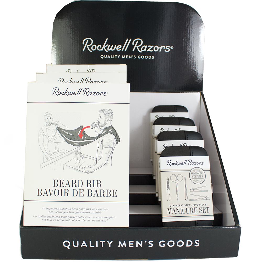 Rockwell Razors Beard Bib and Manicure set Display Bundle, Retail Displays