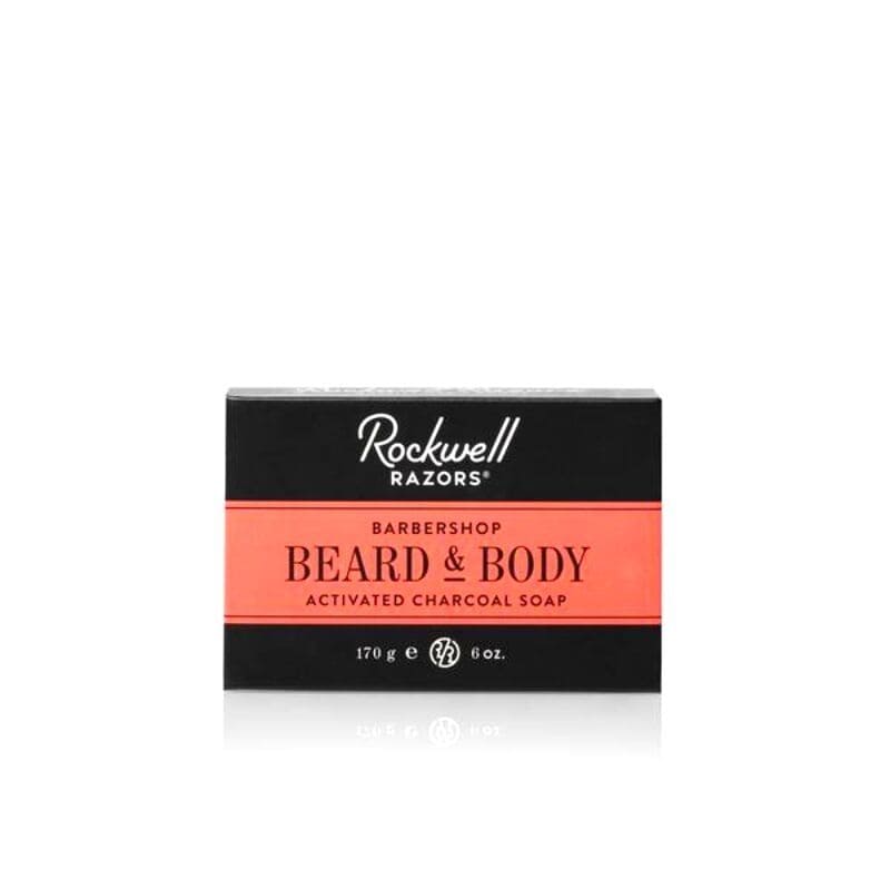 Rockwell Razors Beard & Body Activated Charcoal Soap Barbershop Scent, Bar Soaps