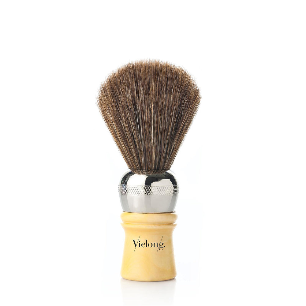 Vie-Long Cachurro Professional Horse Hair Shaving Brush, Metal/Wood Handle