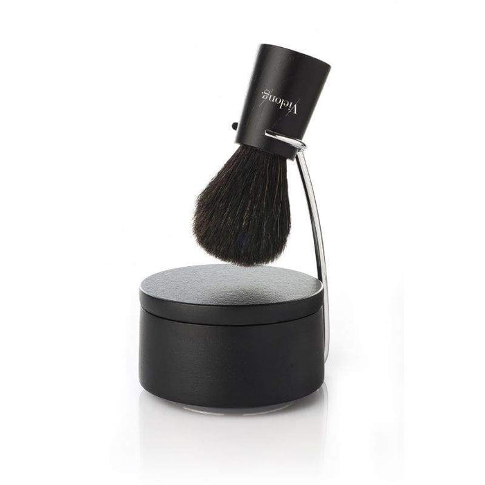 Vie-Long Nordik Set Black Horse Hair Shaving Brush with Stand and Bowl
