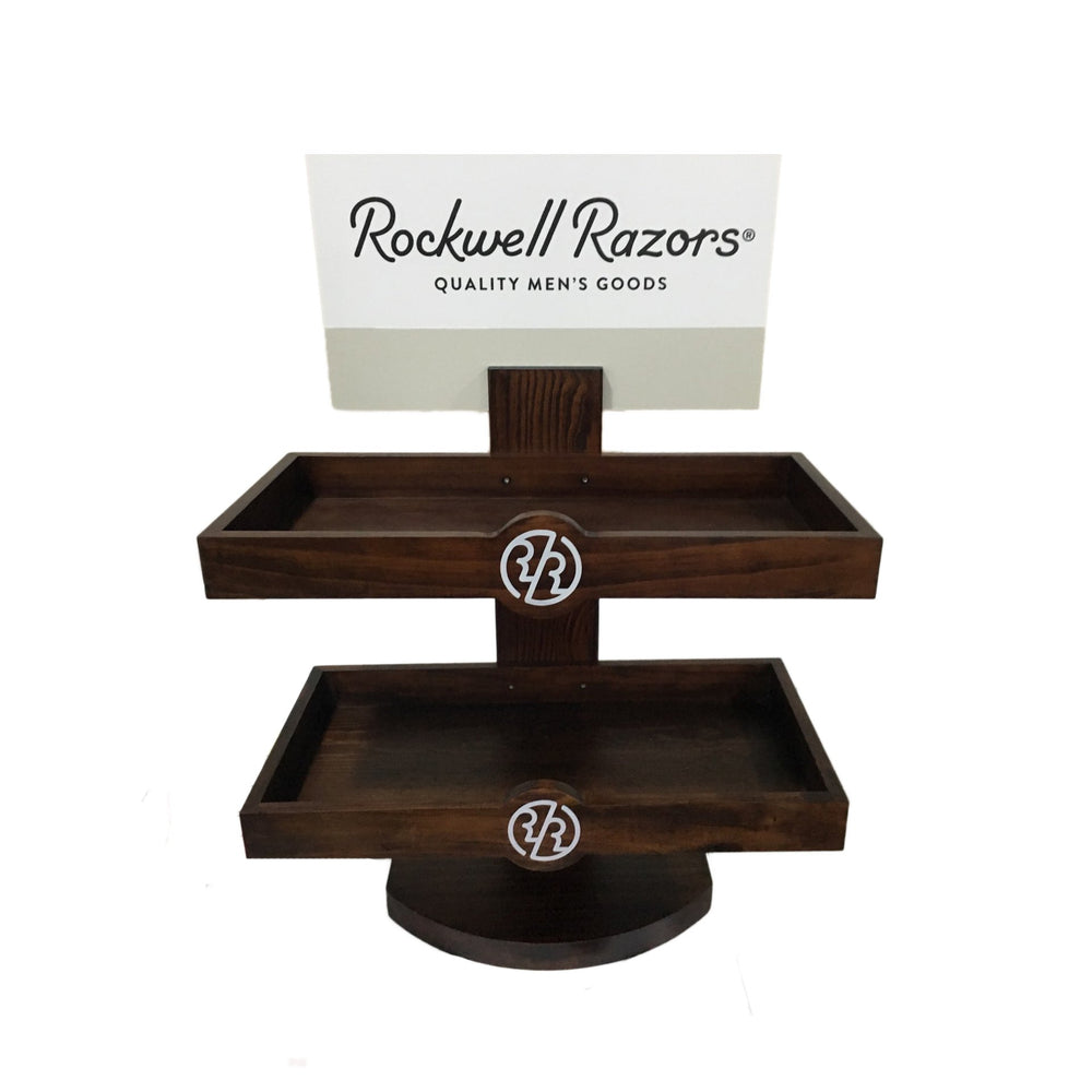 Rockwell Razors Empty Retail Two-Level Wood Display, Retail Displays