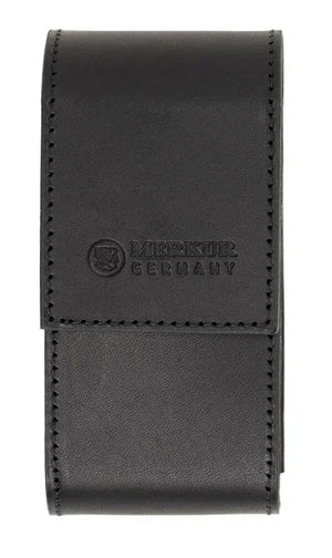 Merkur Leather Case empty for Razor and 10 Blades, Black